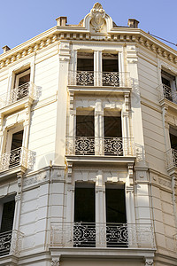 在卡塔赫纳的美丽现代主义者风格屋外露面旅行观光窗户艺术历史假期阳台装饰地标古董图片