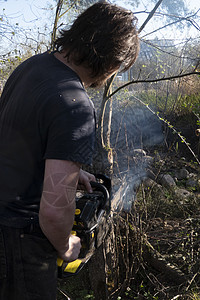 农民播种苹果树干枯枝 种植者将苹果树的干叶撒下木工人危险男人动作农业刨花体力劳动森林日志木材图片