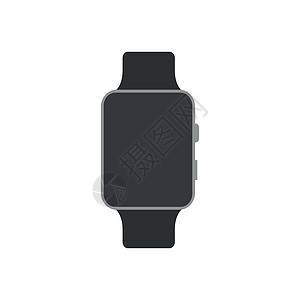 白色背景的黑色智能手表 矢量插图图片