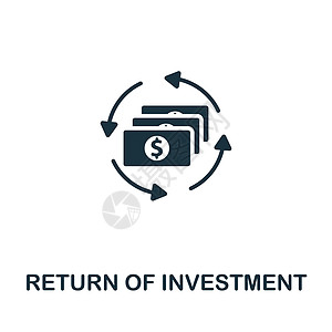 投资回报图标 用于模板 网络设计和信息图的单色简单线条股票市场图标图片