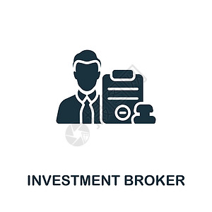 投资经纪人图标 用于模板 网页设计和信息图形的单色简单线条股票市场图标图片