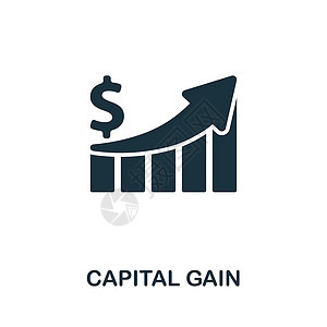 资本收益图标 单色简单线条模板 网络设计和信息图的股票市场图标;以及图片