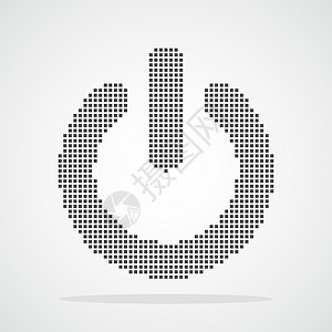 Power 按钮的像素艺术设计 矢量插图横幅活力灰尘商业圆圈互联网马赛克黑色技术广告图片
