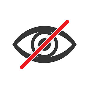 禁止外观符号 禁止外观图标  矢量网络光学界面眼球手表注意力圆形插图红色按钮图片