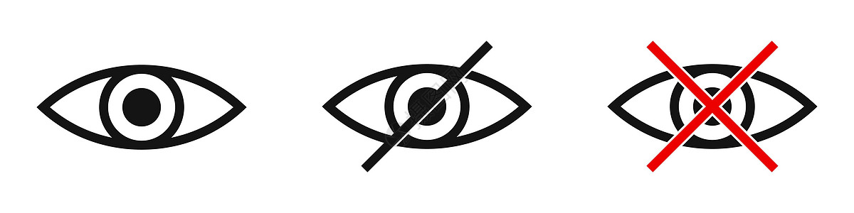 禁止外观符号 禁止外观图标  矢量黑色标签按钮圆形隐藏眼球红色白色互联网圆圈图片