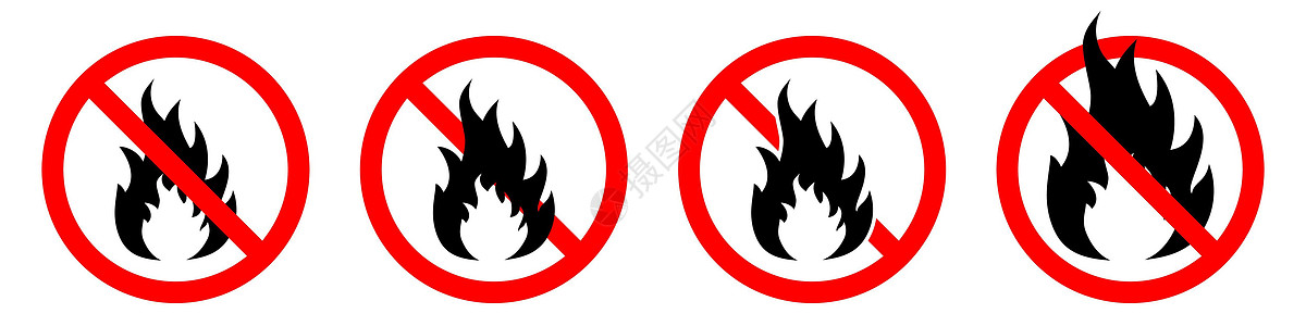 禁止放火 不设火神像 红色的禁火标志 矢量示意图烧伤插图风险危险横幅木头禁令标签警告营火图片