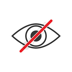 禁止外观符号 禁止外观图标  矢量光学插图按钮黑色红色网络眼球互联网白色隐藏图片