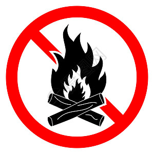停止篝火图标 没有火图标 红色禁止火焰标志 矢量图警报圆形标签横幅风险贴纸插图白色营火安全图片