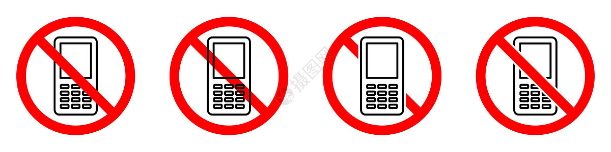 停止电话信号 没有电话 禁止手机信号 矢量插图禁令白色圆形商业黑色标签警告按钮细胞圆圈图片