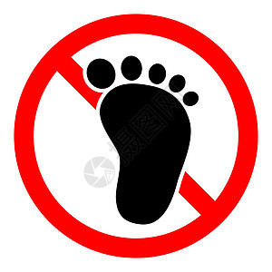 没有脚步标志 没有赤脚的迹象 禁止足迹图标 矢量图按钮烙印艺术打印插图禁令黑色警告脚印红色图片