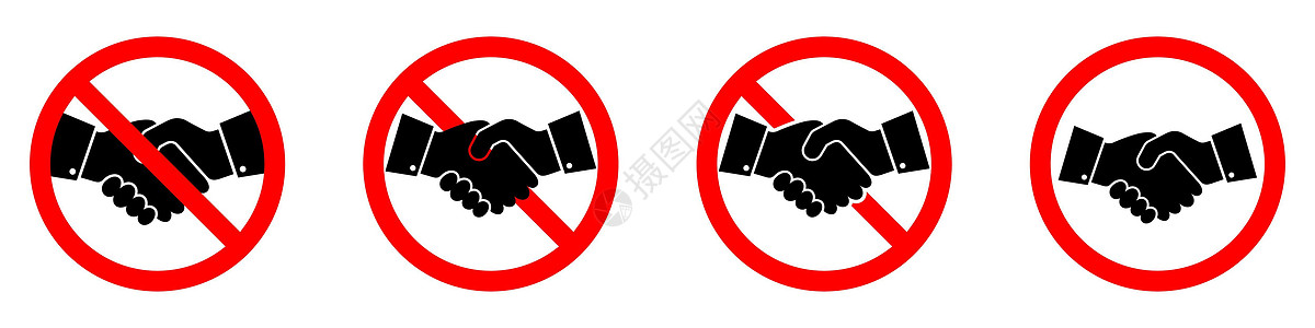 禁止握手 停止握手图标 矢量插图商业合同圆形交易禁令黑色标签注意力圆圈团队图片