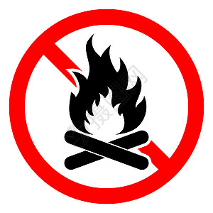 停止篝火图标 没有火图标 红色禁止火焰标志 矢量图按钮警告圆形木头插图风险禁令冒险横幅烧伤图片