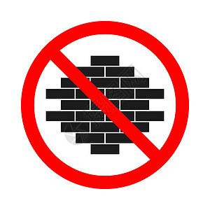 没有允许的建筑标志 禁止的标志插图商业圆圈禁令注意力红色石头黑色白色标签图片