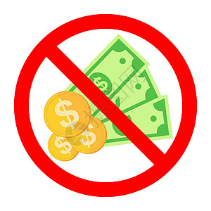 现金禁令图标 禁止使用纸币 停止纸美元图标货币坡度金融警告红色商业艺术徽章白色圆圈图片