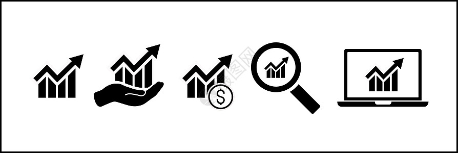 图表图标集 图表矢量图标设置图 增长图和向上箭头图片
