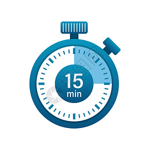 秒表 15 分钟图标插图以平面样式 孤立背景上的计时器矢量图解 时间警报标志的经营理念手表网络运动小时圆圈竞赛速度倒数钟表商业图片