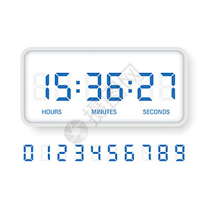平面样式的数字时钟数字图标插图 孤立背景上的液晶手表矢量插图 时间警报标志的经营理念监视展示金融木板屏幕电脑电子字母小时互联网图片