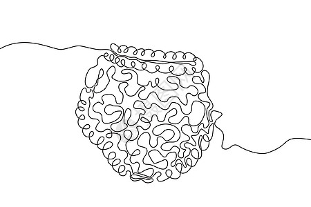 肠道手绘图标连续线条绘制 人体器官创意抽象艺术背景时尚概念单行设计 轮廓简单图像黑白颜色矢量图片