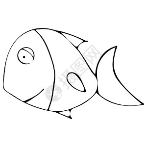 手工绘制的黑白鱼面条纹说明草图物品荒野成人动物钓鱼野生动物插图染色水族馆图片