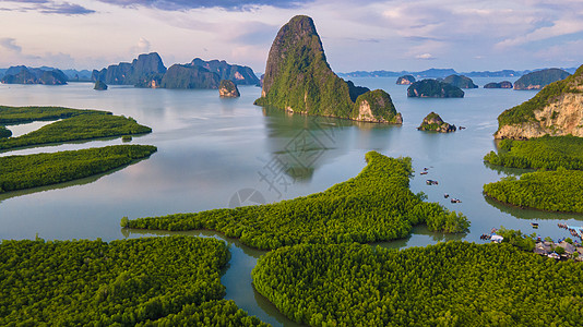 湾山区景象与泰国安达曼海红树林森林晴天红树假期石灰石电视旅行时间天堂海岸图片