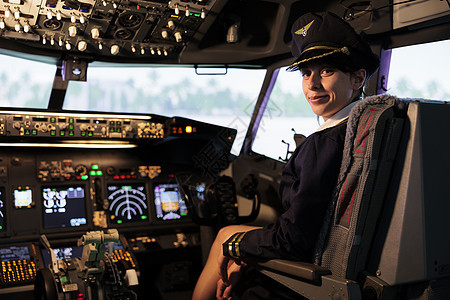 穿制服飞行飞机喷气式飞机女副驾驶图片