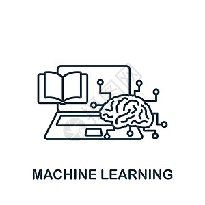 机器学习图标 单色简单人工智能图标 用于模板 网络设计和信息图的功能性符号Name算法电脑科学创新中风数据电路智力头脑机器人图片
