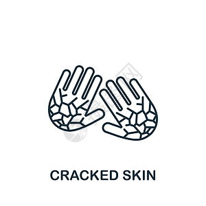 Cracked 皮肤图标 用于模板 网络设计和信息图的单色简单过敏图标血清美白身体圆圈细胞水分凝胶皮肤科化妆品烧伤图片