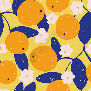 柑橘花和水果无缝模式图片
