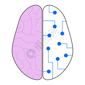 人工智能 结合人脑和人工智能 平坦的风格 矢量体力图片