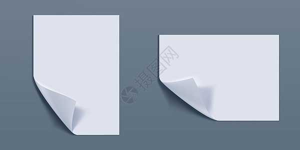 折叠角纸页空白页角落文档卡片床单卷曲空白插图白色图片