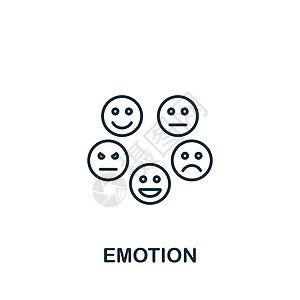 情感图标 用于模板 网络设计和信息图的单色简单脑进程图标以及中风审查商业表情社会卡通片情绪插图乐趣聊天图片
