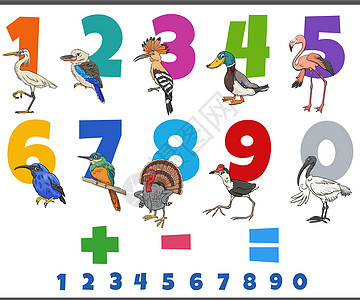 以卡通鸟字拼写的教育数量设置图片
