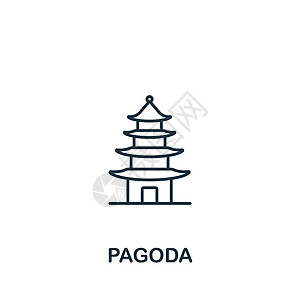 塔形图标 用于模板 网络设计和信息图的单色简单图标寿司城市建筑学建筑盆栽歌舞伎教会地标旅行插图图片