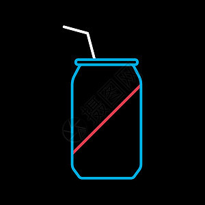 汽水罐矢量图标 快餐标志可乐瓶子食物液体酒精黑色饮料金属啤酒补品图片