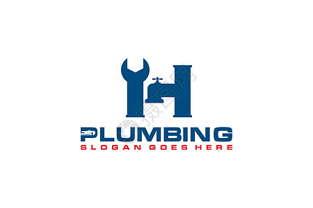 管道服务Logo模版 水服务Logo图标矢量的H初始版本模板复古维修人士商务工具卫生浴室蓝色商业图片