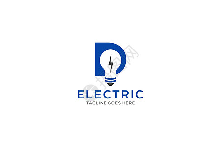 D字母Logo设计 有灯泡和闪电 电子博尔特字母Logo图片