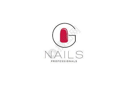 带有 Nails 徽标的首字母 G 用于美容行业 美甲沙龙 美甲 精品店 整容手术的矢量图标商业标志模板背景图片