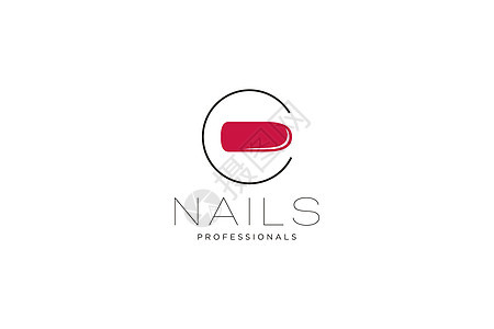 带有 Nails 徽标的首字母 C 用于美容行业 美甲沙龙 美甲 精品店 整容手术的矢量图标商业标志模板背景图片