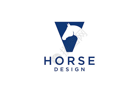 标识设计与首字母V的标志设计配有一个现代和专业的马头标志符号;以及图片