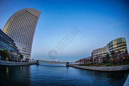 日落风景和横滨米那托米拉伊夜景景点港口色素摩天轮建筑城市摩天大楼橙子宇宙旅游图片