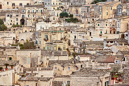 意大利南部的马泰拉古城 令人窒息的景象房屋村庄旅行地标假期爬坡绿色植物岩石艺术城市图片