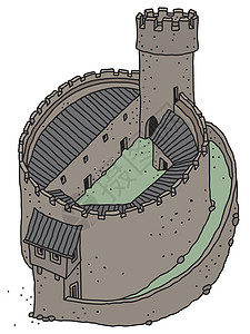 古老的石头城堡岩石历史国王建筑堡垒骑士绿色灰色棕色城垛图片