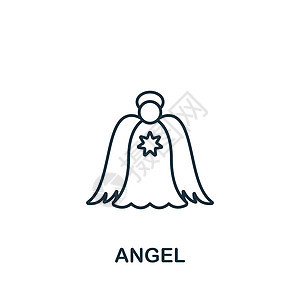Angel 图标 用于模板 网络设计和信息图的单色简单图标艺术标识翅膀涂鸦死亡感情鸽子卡通片天堂动物图片