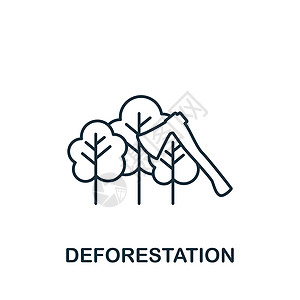 砍伐森林图标 用于模板 网络设计和信息图的单色简单图标全球二氧化碳松树工人斧头卡车木材木匠木头日志图片