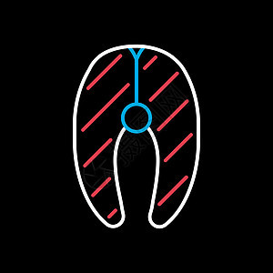 三文鱼肉矢量图标 烧烤和烧烤女孩饮食红色炙烤食物鱼片餐厅牛扒海鲜美食黑色图片