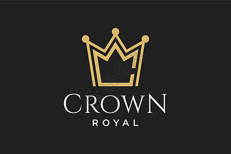 首字母C 带有树冠矢量符号图示设计精品女王成员金子公司国王男性极简创造力城堡图片
