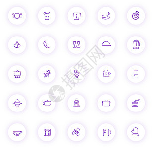 带有紫色阴影的浅色圆形按钮上的厨房紫色轮廓图标 为 web 移动应用程序 ui 设计和打印设置的厨房图标图片