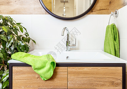 室内卫生间加绿色植物 洗浴盆贴上复制面糊图片