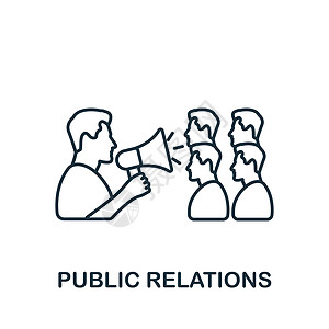 公共关系图标 用于模板 网页设计和信息图表的单色简单社区图标标识收音机网络商业大使品牌公告社会审查扩音器图片