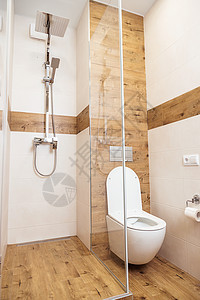 厕所室内 特闭 淋浴房和现代最低要求式的厕所背景图片